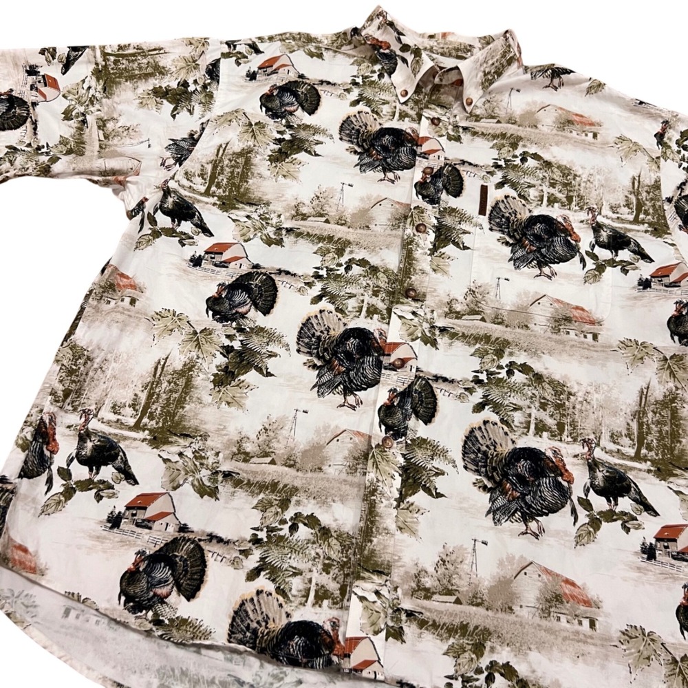 North River Outfitters Mens 2XL Wild Turkey Short Sleeve Button Down Shirt XXL